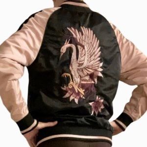 Cotton on pink and black crane bomber jacket